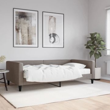 vidaXL Lova su čiužiniu, taupe spalvos, 100x200cm, audinys