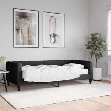 vidaXL Lova su čiužiniu, juodos spalvos, 90x190cm, audinys