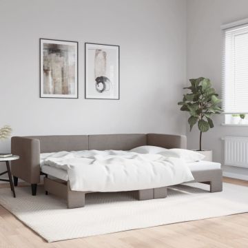 vidaXL Lova su ištraukiama dalimi, taupe spalvos, 80x200cm, audinys