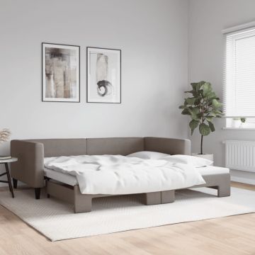 vidaXL Lova su ištraukiama dalimi, taupe spalvos, 100x200cm, audinys