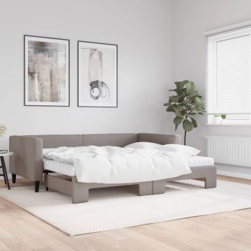 vidaXL Lova su ištraukiama dalimi/čiužiniu, taupe, 90x200cm, audinys