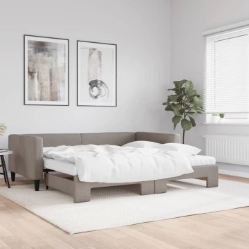 vidaXL Lova su ištraukiama dalimi/čiužiniu, taupe, 100x200cm, audinys