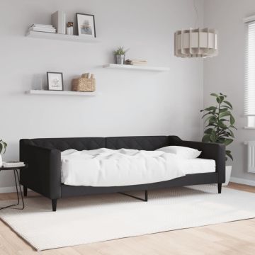 vidaXL Lova su čiužiniu, juodos spalvos, 100x200cm, audinys