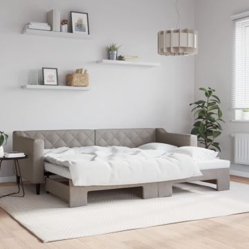 vidaXL Lova su ištraukiama dalimi, taupe spalvos, 80x200cm, audinys