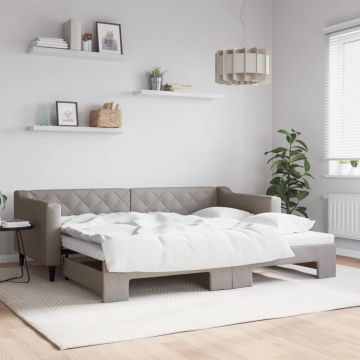 vidaXL Lova su ištraukiama dalimi, taupe spalvos, 90x200cm, audinys