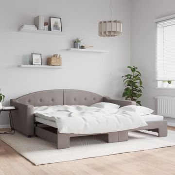 vidaXL Lova su ištraukiama dalimi, taupe spalvos, 100x200cm, audinys