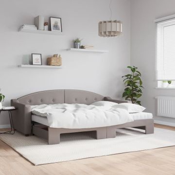vidaXL Lova su ištraukiama dalimi/čiužiniu, taupe, 80x200cm, audinys
