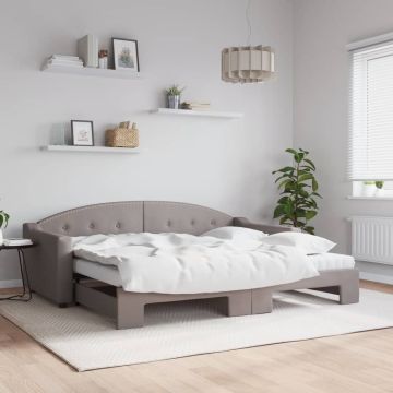 vidaXL Lova su ištraukiama dalimi/čiužiniu, taupe, 90x200cm, audinys