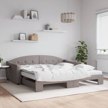 vidaXL Lova su ištraukiama dalimi/čiužiniu, taupe, 100x200cm, audinys