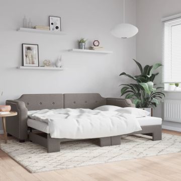 vidaXL Lova su ištraukiama dalimi, taupe spalvos, 90x200cm, audinys