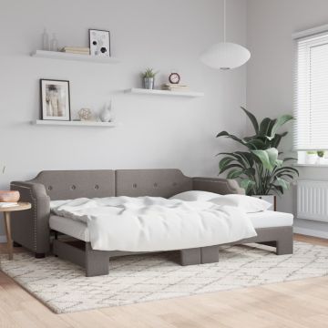 vidaXL Lova su ištraukiama dalimi, taupe spalvos, 100x200cm, audinys