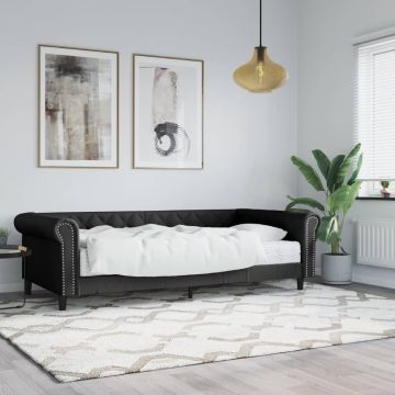 vidaXL Lova su čiužiniu, juodos spalvos, 90x200cm, dirbtinė oda
