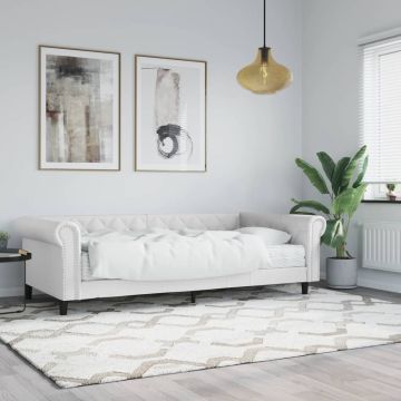 vidaXL Lova su čiužiniu, baltos spalvos, 90x200cm, dirbtinė oda