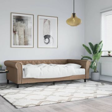 vidaXL Lova su čiužiniu, kapučino spalvos, 90x200cm, dirbtinė oda