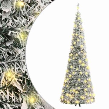 vidaXL Išskleidžiama dirbtinė Kalėdų eglutė su sniegu, 120cm, 50 LED