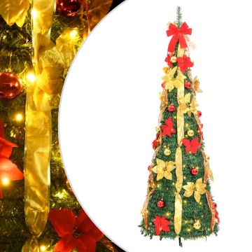 vidaXL Išskleidžiama dirbtinė Kalėdų eglutė, žalia, 120cm, 50 LED