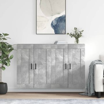 vidaXL Prie sienos montuojamos spintelės, 2vnt., betono, mediena