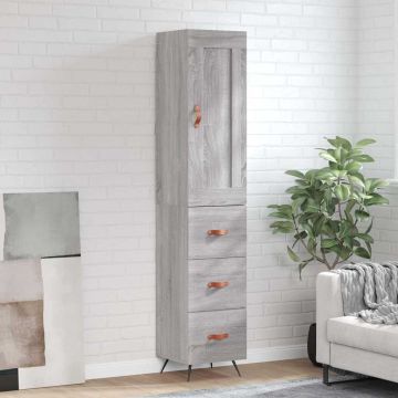 vidaXL Komoda, pilkos ąžuolo spalvos, 34,5x34x180cm, apdirbta mediena