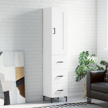 vidaXL Komoda, baltos spalvos, 34,5x34x180cm, apdirbta mediena