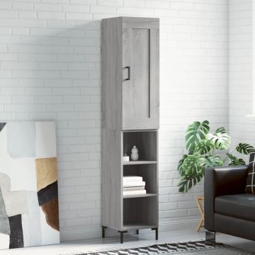 vidaXL Komoda, pilkos ąžuolo spalvos, 34,5x34x180cm, apdirbta mediena