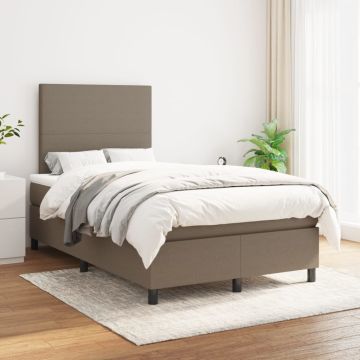 vidaXL Lova su spyruoklėmis ir čiužiniu, taupe, 120x200 cm, audinys