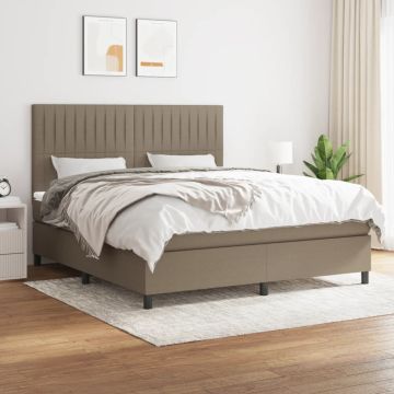 vidaXL Lova su spyruoklėmis ir čiužiniu, taupe, 160x200 cm, audinys