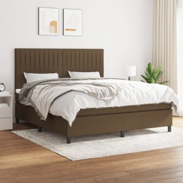vidaXL Lova su spyruoklėmis ir čiužiniu, ruda, 180x200 cm, audinys