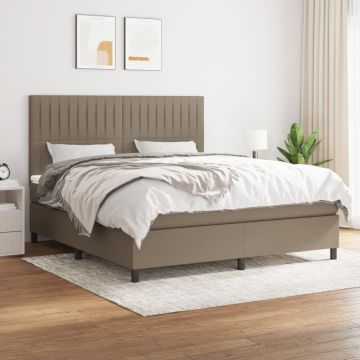 vidaXL Lova su spyruoklėmis ir čiužiniu, taupe, 180x200 cm, audinys