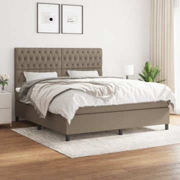 vidaXL Lova su spyruoklėmis ir čiužiniu, taupe, 180x200 cm, audinys