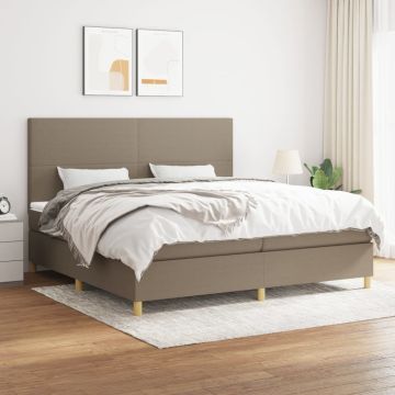 vidaXL Lova su spyruoklėmis ir čiužiniu, taupe, 200x200 cm, audinys