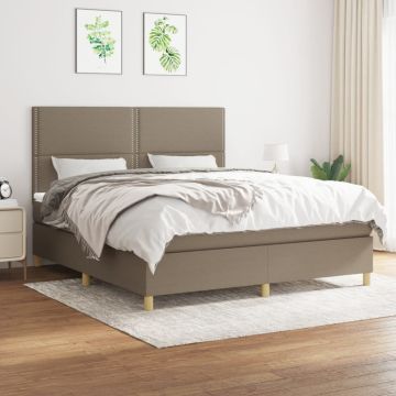vidaXL Lova su spyruoklėmis ir čiužiniu, taupe, 180x200 cm, audinys