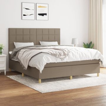 vidaXL Lova su spyruoklėmis ir čiužiniu, taupe, 160x200 cm, audinys