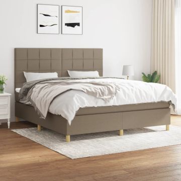 vidaXL Lova su spyruoklėmis ir čiužiniu, taupe, 180x200 cm, audinys