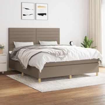 vidaXL Lova su spyruoklėmis ir čiužiniu, taupe, 160x200 cm, audinys