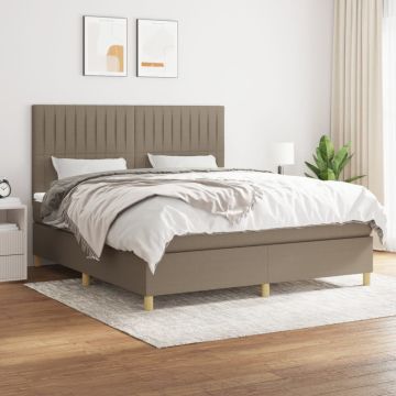 vidaXL Lova su spyruoklėmis ir čiužiniu, taupe, 160x200 cm, audinys