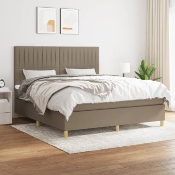 vidaXL Lova su spyruoklėmis ir čiužiniu, taupe, 180x200 cm, audinys