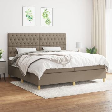 vidaXL Lova su spyruoklėmis ir čiužiniu, taupe, 200x200 cm, audinys
