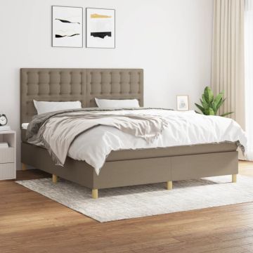 vidaXL Lova su spyruoklėmis ir čiužiniu, taupe, 180x200 cm, audinys
