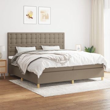 vidaXL Lova su spyruoklėmis ir čiužiniu, taupe, 200x200 cm, audinys