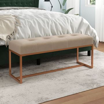 vidaXL Suoliukas, smėlio spalvos, 110x36x45cm, aksomas