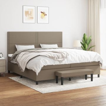 vidaXL Lova su spyruoklėmis ir čiužiniu, taupe, 200x200 cm, audinys