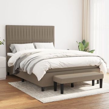 vidaXL Lova su spyruoklėmis ir čiužiniu, taupe, 140x190 cm, audinys