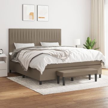 vidaXL Lova su spyruoklėmis ir čiužiniu, taupe, 160x200 cm, audinys