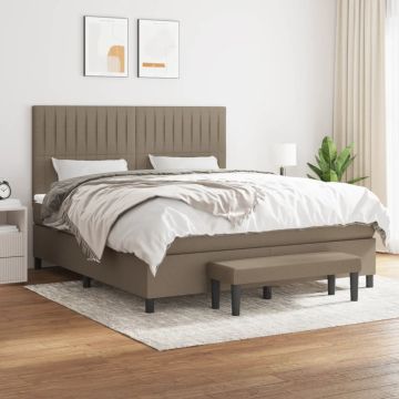 vidaXL Lova su spyruoklėmis ir čiužiniu, taupe, 180x200 cm, audinys