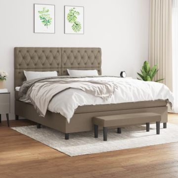 vidaXL Lova su spyruoklėmis ir čiužiniu, taupe, 160x200 cm, audinys