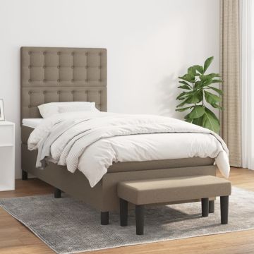 vidaXL Lova su spyruoklėmis ir čiužiniu, taupe, 90x190 cm, audinys