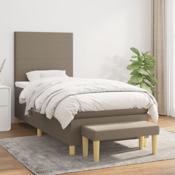 vidaXL Lova su spyruoklėmis ir čiužiniu, taupe, 90x190 cm, audinys
