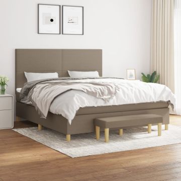 vidaXL Lova su spyruoklėmis ir čiužiniu, taupe, 160x200 cm, audinys