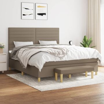 vidaXL Lova su spyruoklėmis ir čiužiniu, taupe, 180x200 cm, audinys
