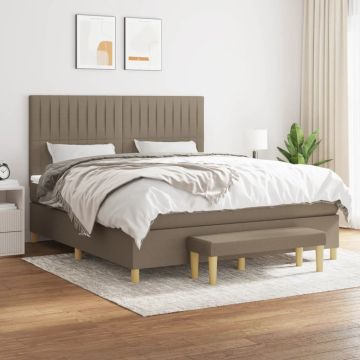 vidaXL Lova su spyruoklėmis ir čiužiniu, taupe, 160x200 cm, audinys